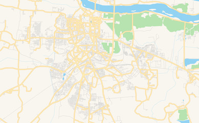 Fototapeta na wymiar Printable street map of Mysore, India