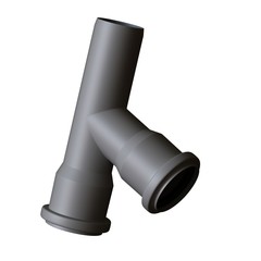 Plastic sewer pipe grey on white background, isolated. 3D rendering of excellent quality in high resolution. It can be enlarged and used as a background or texture.