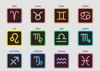 horoscope zodiac sign icon set　vector illustration