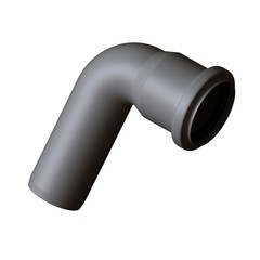 Plastic sewer pipe grey on white background, isolated. 3D rendering of excellent quality in high resolution. It can be enlarged and used as a background or texture.