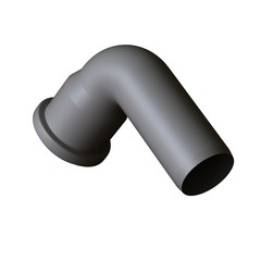 Plastic sewer pipe grey on white background, isolated. 3D rendering of excellent quality in high resolution. It can be enlarged and used as a background or texture.