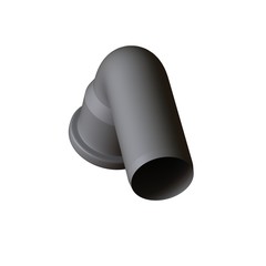 Plastic sewer pipe grey on white background, isolated. 3D rendering of excellent quality in high resolution. It can be enlarged and used as a background or texture.