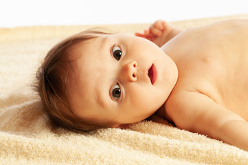 Close-up of a little six-month-old girl