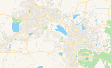 Fototapeta na wymiar Printable street map of Warangal, India