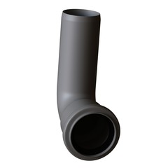 Plastic sewer pipe grey on white background, isolated. 3D rendering of excellent quality in high resolution. It can be enlarged and used as a background or texture.