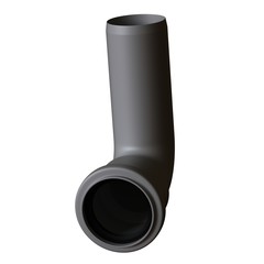 Plastic sewer pipe grey on white background, isolated. 3D rendering of excellent quality in high resolution. It can be enlarged and used as a background or texture.