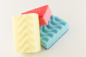 foam rubber sponges isolated on a white background for washing dishes