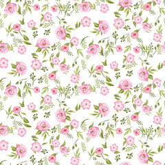 Rose peony flowers seamless pattern texture on white background.