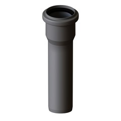 Plastic sewer pipe grey on white background, isolated. 3D rendering of excellent quality in high resolution. It can be enlarged and used as a background or texture.
