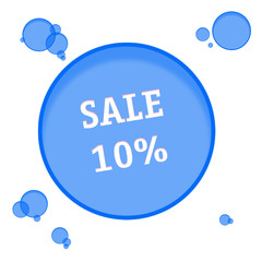 blue background with speech bubbles sale 10%