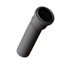 Plastic sewer pipe grey on white background, isolated. 3D rendering of excellent quality in high resolution. It can be enlarged and used as a background or texture.