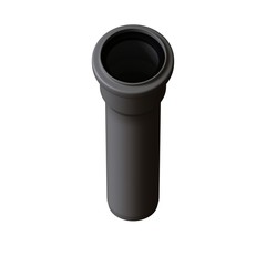 Plastic sewer pipe grey on white background, isolated. 3D rendering of excellent quality in high resolution. It can be enlarged and used as a background or texture.
