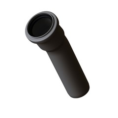Plastic sewer pipe grey on white background, isolated. 3D rendering of excellent quality in high resolution. It can be enlarged and used as a background or texture.
