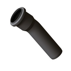 Plastic sewer pipe grey on white background, isolated. 3D rendering of excellent quality in high resolution. It can be enlarged and used as a background or texture.