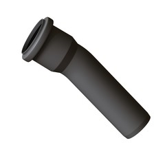 Plastic sewer pipe grey on white background, isolated. 3D rendering of excellent quality in high resolution. It can be enlarged and used as a background or texture.