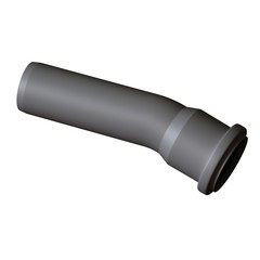 Plastic sewer pipe grey on white background, isolated. 3D rendering of excellent quality in high resolution. It can be enlarged and used as a background or texture.