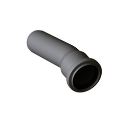 Plastic sewer pipe grey on white background, isolated. 3D rendering of excellent quality in high resolution. It can be enlarged and used as a background or texture.