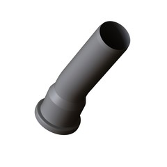 Plastic sewer pipe grey on white background, isolated. 3D rendering of excellent quality in high resolution. It can be enlarged and used as a background or texture.