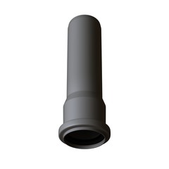 Plastic sewer pipe grey on white background, isolated. 3D rendering of excellent quality in high resolution. It can be enlarged and used as a background or texture.