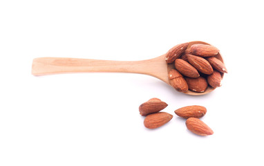 group of almonds isolated on white