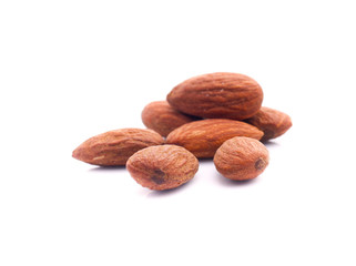 group of almonds isolated on white