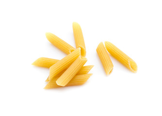 heap of pasta on white background