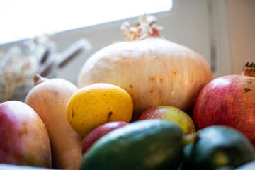 Real fresh big onion and other vegetables