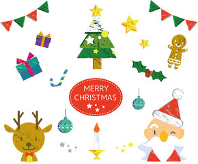 Fototapeta premium クリスマス素材 版画風