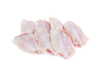 Raw chicken  on cutting board on white background