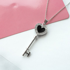 Silver Key Heart Pendant