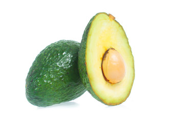 Avocado and half avocado isolated on a white background
