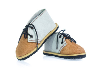 children's boy shoes on white background isolated