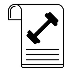 Gym dumbbell workout list vector icon