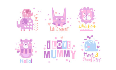 Obraz na płótnie Canvas I Love Mummy Childish Prints Collection, Baby Nursery Room Decoration Elements Vector Illustration
