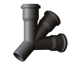 Plastic sewer pipe grey on white background, isolated. 3D rendering of excellent quality in high resolution. It can be enlarged and used as a background or texture.