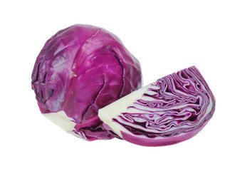 red cabbage isolated on white