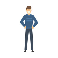 Man in medical mask cartoon vector illustration