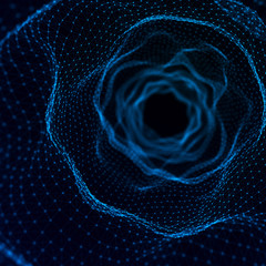 Abstract frame tunnel. Wormhole. 3D corridor grid.