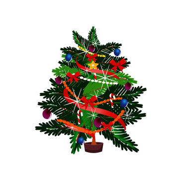 Christmas Tree - Isolated - Cartoon Vector Image