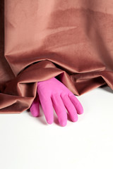 velvet pink gradient plastic glove