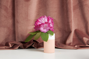 pink flowers rhododendron velvet curtain