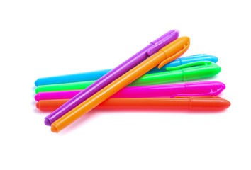 Colorful  pen set on isolated background