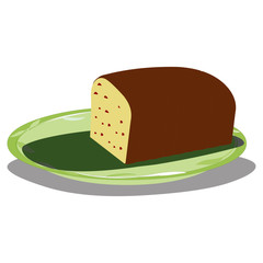 Tutty Fruity Bread on Green Plate - Cartoon Vector Image