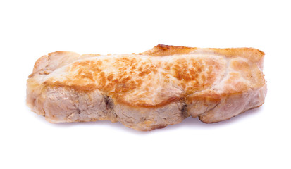 roasted pork slices isolated on white background