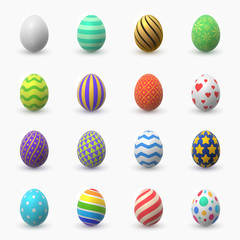 Easter eggs 3D vector color illustrations collection