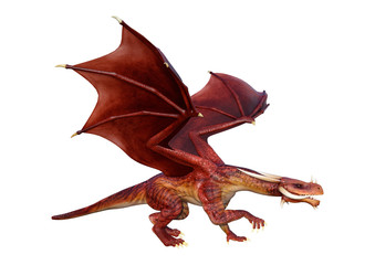 3D Rendering Fairy Tale Dragon on White