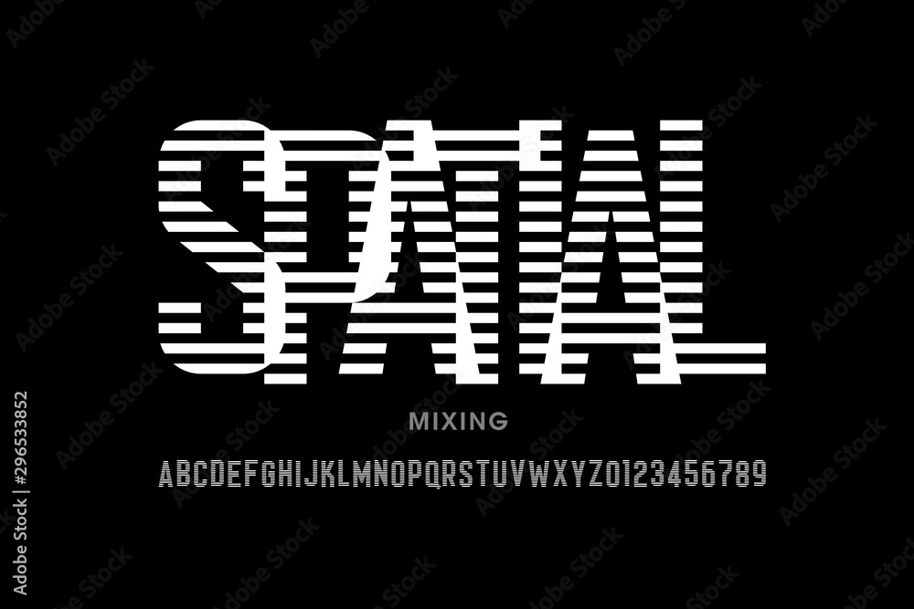 Fototapete spatial color mixing style font design, alphabet letters and numbers