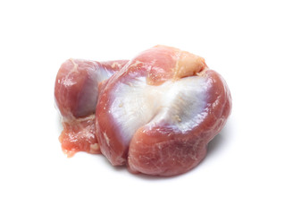 Raw Chicken gizzards on white background