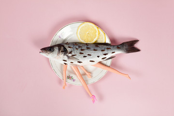 lemon fish pink plate doll and thorns