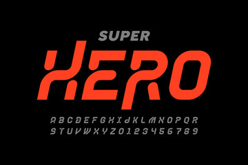Comics Super Hero style font design, alphabet letters and numbers